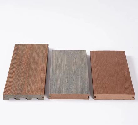 140 X 25mm Moisture Proof WPC Decking Boards Lembar Komposit Kayu Plastik Anti Uv