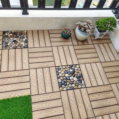 Anti Korosi WPC DIY Decking 600MM Papan Decking Taman Plastik Tanpa Aksesori