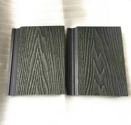 Eco Black Fireproof 3D Wall Cladding بلاط الخشب البلاستيك المركب الجدار الخارجي الكسوة