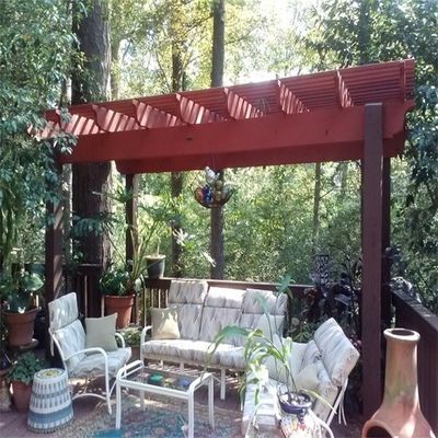 Kopi Kayu Hias WPC Pergola Grooving Surfacec Outdoor Garden 5M