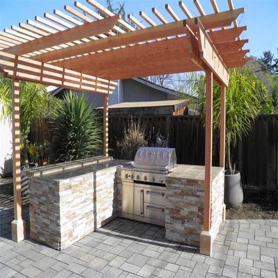 กันน้ำ WPC Composite Deck Pergola Wood Plastic Composite Modern Redwood Pergola