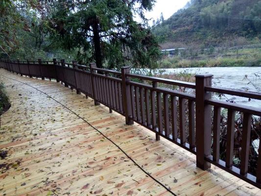 90 X 90mm Kayu Plastik WPC Railing Outdoor Farm Chocolate Wpc Pagar Komposit