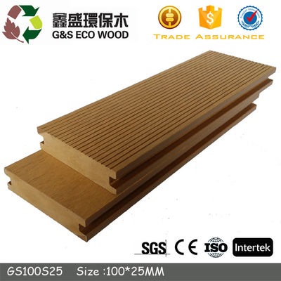 Ubin Lantai Komposit Plastik Kayu yang Dapat Didaur Ulang 140 X 25mm Decking Komposit Padat