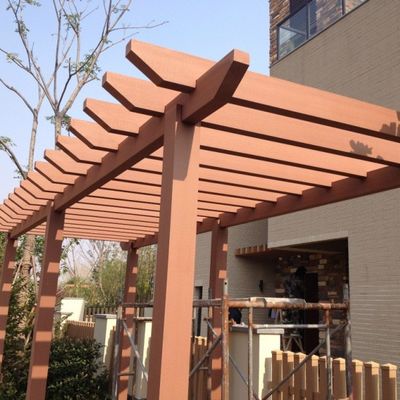 กันน้ำ WPC Composite Deck Pergola Wood Plastic Composite Modern Redwood Pergola